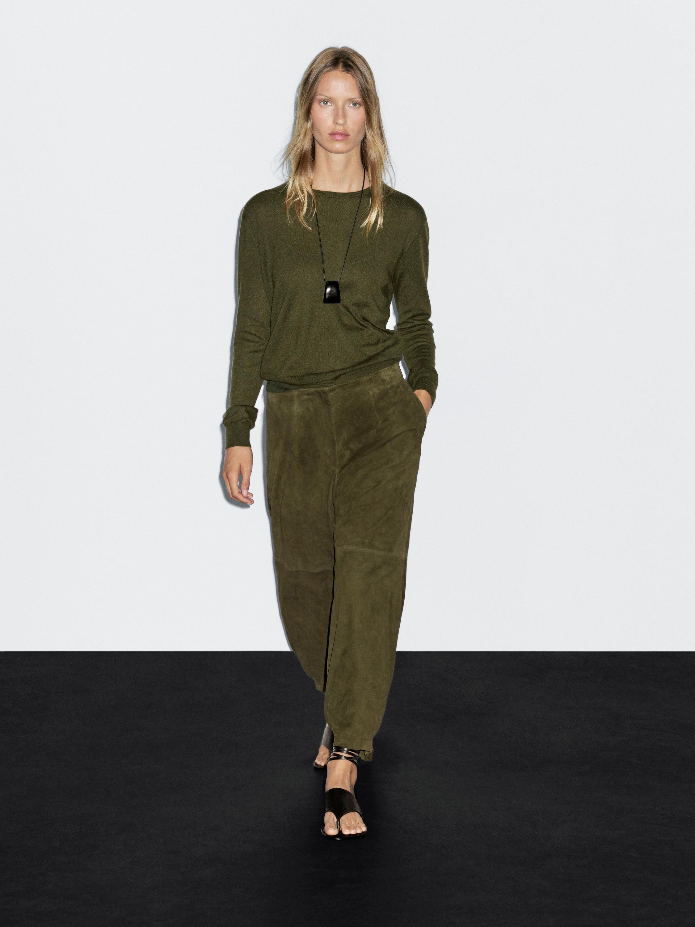 Pull laine en maille à col rond